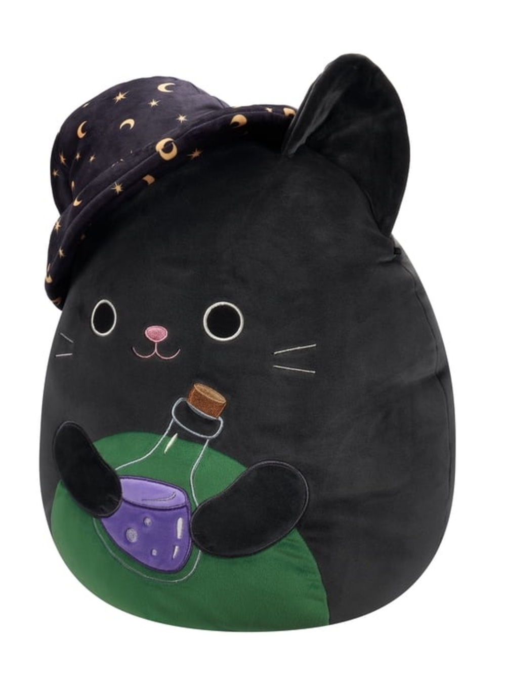 Squishmallows Black Cat Plush Purple Potion & Starry Witch Hat 16”